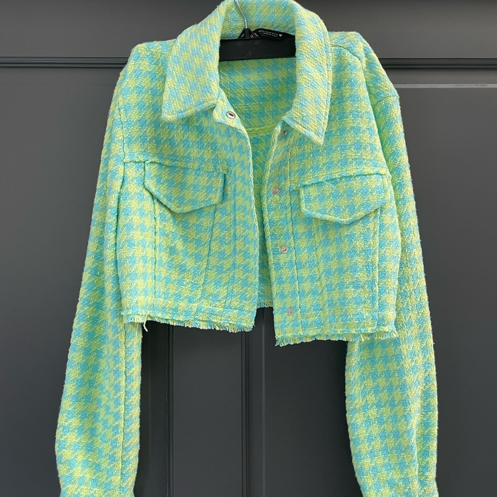 Spring Zara houndstooth Jacket and Short set XS/S